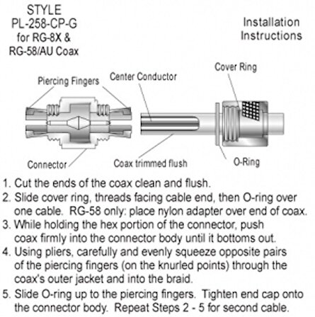 Shakespeare PL-258-CP-G pirinç üzeri altın kaplamalı kablo birleştirici