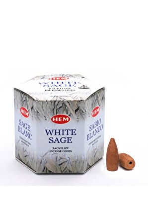 Hem Geri Akışlı Şelale Tütsü Konileri White Sage Aromalı 40 Adet 