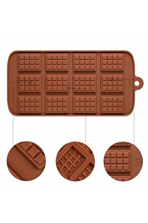 Mini Tablet Çikolata Kalıbı,12’li Kare Çikolata-şeker Silikon Kalıp