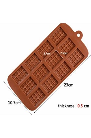 Mini Tablet Çikolata Kalıbı,12’li Kare Çikolata-şeker Silikon Kalıp