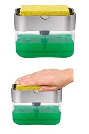 Sıvı Sabunluk Pompalı Sünger Hazneli Sıvı Sabun Dispenseri 385ml