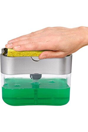 Sıvı Sabunluk Pompalı Sünger Hazneli Sıvı Sabun Dispenseri 385ml