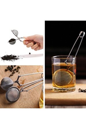 Paslanmaz Çelik Bitki Çayı Demleme Süzgeci Maşalı Çay Süzgeci
