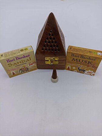 Piramit Konik Tütsülük 2 Paket Konik Tütsü Hediye Ahşap Tütsü Yakacağı Oda Kokusu