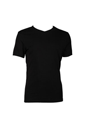 2144 V Yaka  Trender Erkek T-Shirt SİYAH