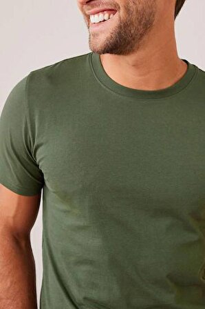 Pamuklu Basic Erkek T-shirt HAKİ