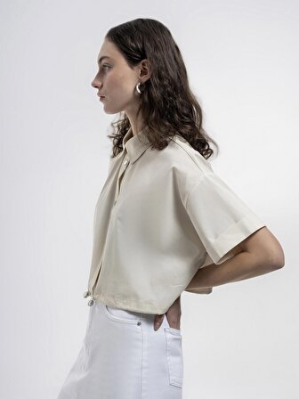 Loft Kadın Kısa Kol Gömlek LF2035407 OFF WHITE