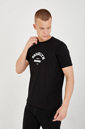 Paul&More 10 Brooklyn Orta Baskı Erkek T-Shirt SİYAH
