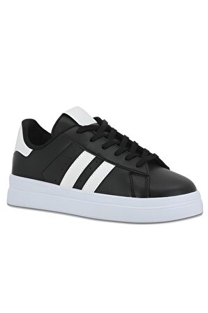 Plx Bağcıklı Siyah Beyaz Detaylı Spor Ayakkabı Yürüyüş Günlük Ayakkabı Sneaker