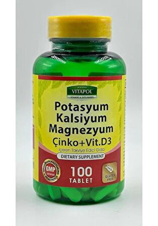 Vitapol Potasyum Kalsiyum Magnezyum Çinko D3 Vitamin 100 Tablet