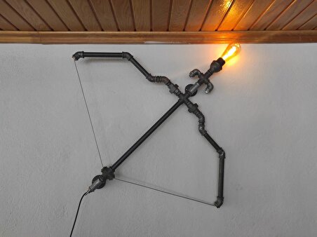 Rustik Aplik Vintage el yapımı Ok ve Yay endüstriyel lamba, Diriliş Ok Yay Duvar Apliği Dekoratif Lamba