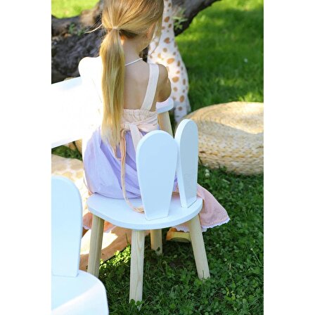 Alfa Country Montesori Çocuk Masası 1 Masa & 1 Bunny Sandalye Beyaz