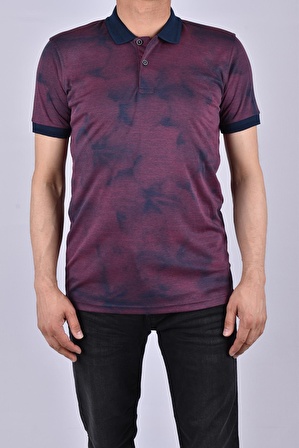 3511 ÇİZGİ KISA KOL T-SHIRT/BORDO MELANJ/L