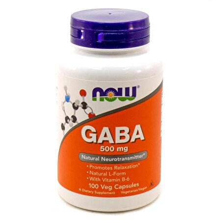 NOW Foods, B-6 Vitaminli GABA, 500 mg, 100 Bitkisel Kapsül