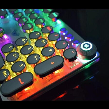 TechTic Mekanik Klavye Mouse Seti Kablolu Klavye 2.4G Mouse RGB Bilek Desteği Daktilo Klavye Retro