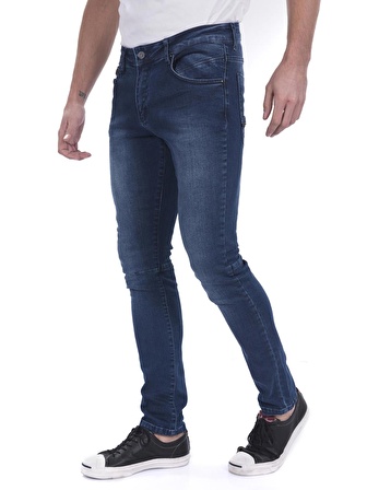 Erkek Slim Fit Düz Renk Likralı Jean Kot Pantolonu