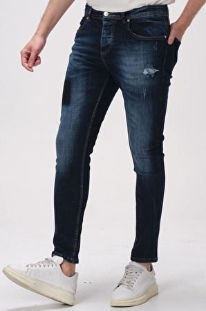 Erkek Skinny Fit Taş Yıkamalı Likralı Jean Kot Pantolon