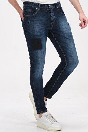 Erkek Skinny Fit Taş Yıkamalı Likralı Jean Kot Pantolon