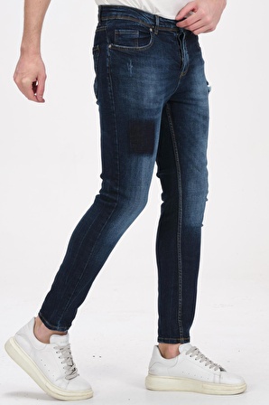 Erkek Skinny Fit Taş Yıkamalı Likralı Jean Kot Pantolon