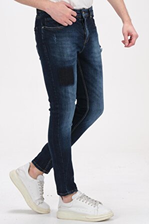 Erkek Skinny Fit Taş Yıkamalı Likralı Jean Kot Pantolon