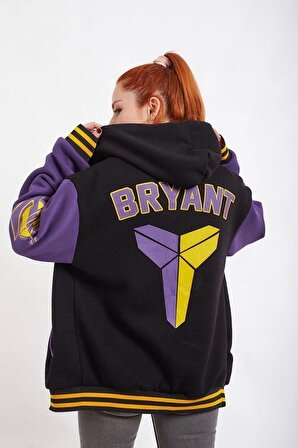 Unisex Lakers Bryant Kapüşonlu Kolej Ceket