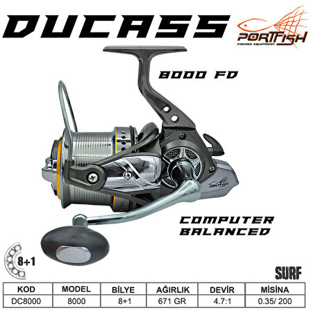 Portfish Ducass 8000  fd Jig Olta Makinası 8+1 bb
