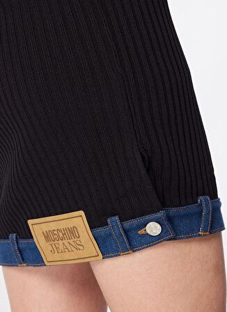 Moschino Jeans Yuvarlak Yaka Düz Siyah Kısa Kadın Elbise 241K1A0484