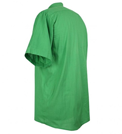 Büyük Beden Erkek Gömlek Keten Kısa Kol Yeşil