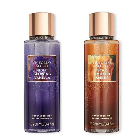 Victoria's Secret Night Glowing Vanilla-Star Smoked Amber Vücut Spreyi İkili Set