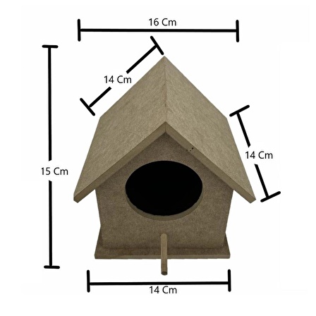 İkili Orta Boy Ahşap Kuş Yuvası 15x16 Cm