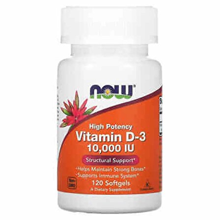 NOW Foods High Potency Vitamin D3 250  (10,000 IU) 120 Softgels