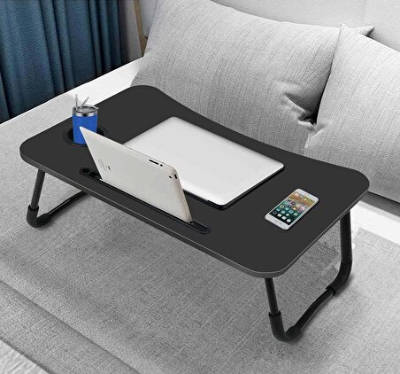 Yatak Koltuk Üstü Laptop Tablet Sehpası Katlanır Siyah Ayaklı Çalışma Kahvaltı Masası