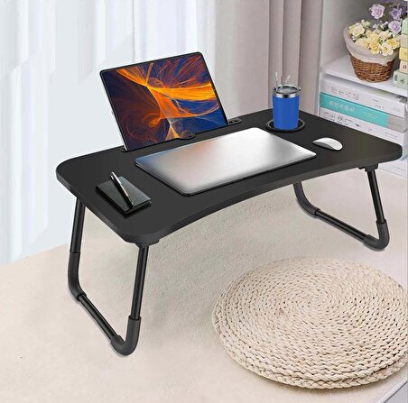 Yatak Koltuk Üstü Laptop Tablet Sehpası Katlanır Siyah Ayaklı Çalışma Kahvaltı Masası