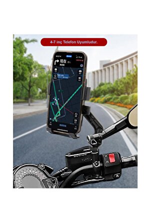 Motosiklet Bisiklet Telefon Tutucu Ayna Bağlantılı 4-7 inç uyumlu Siyah