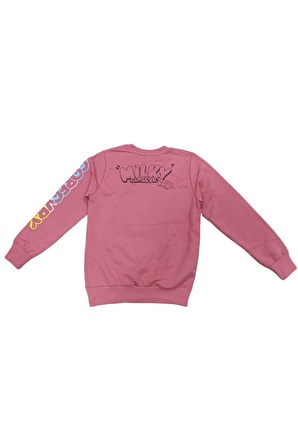 Kız Çocuk Milky Yazılı Çift Taraf Desenli Sweatshirt