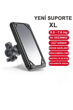 Suporte Xl Motosiklet Bisiklet Telefon Tutucu Su Geçirmez 5.5-7.0 Inç Arası Ayna Bağlantılı