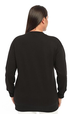 Kadın Büyük Beden Basic Siyah Sweatshirt