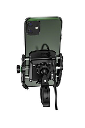 M8 USB 3.0 Gidon ve Ayna Bağlantılı 3.5 - 7.ö inç Bisiklet Motosiklet Telefon Tutucu