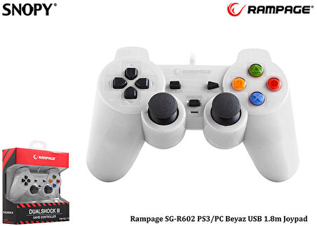 Rampage SG-R602 PS3/PC USB 1.8m Joypad Oyun Kolu Beyaz
