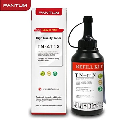 Pantum 3000 Sayfa Refill Toner Tekli TN-411X P3010 / P3300 / M6700 / M7100 / M6800 / M7200 / M7300