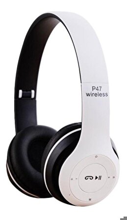 Platoon PL-2044 P47 Kablosuz Bluetooth Wireless Kulaküstü Katlanabilir Kulaklık -Beyaz