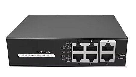 PG H1064PLS 4 Port 10/100Mbps PoE Switch 2 Uplink - 4 Port PoE Switch 65W Watt