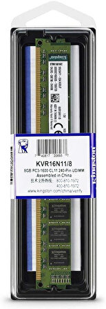 Kingston KVR16N11/8 8GB 1600MHz DDR3 PC Masaüstü RAM -Kutulu