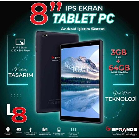 DTS Teknoloji L-8 7" İnç IPS Ekran Androıd 10 3gb Ram 64gb Tablet