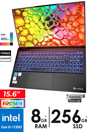 Everest Everbook Core i5 1135G7 8GB RAM 256GB SSD 15.6" inch iPS RGB Işıklı Klavye Laptop EB-15R