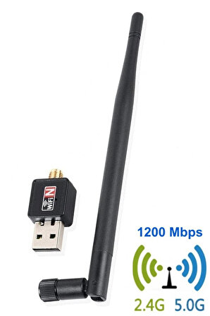 Platoon PL-9339 1200Mbps Antenli 5Dbi Usb WiFi Kablosuz Alıcı Adaptör WLAN