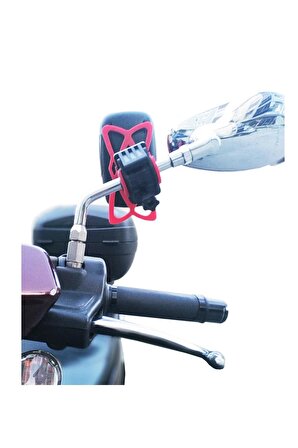 Vespa - Piaggio Uyumlu Aynaya Montaj Kıskaçlı Motosiklet Telefon Tutucu
