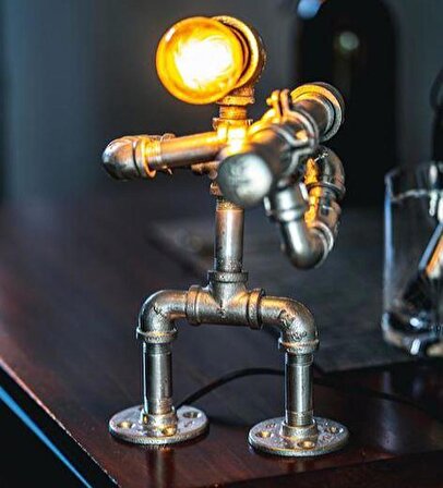 Borulardan Masa lambası,Endüstriyel Robot lamba,Hediyelik Rustik 