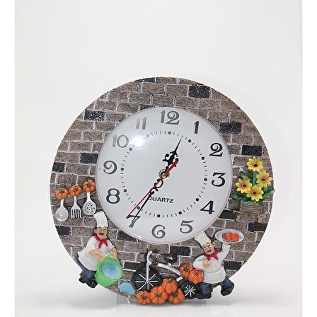 Duvara Asmalı Aşcı Tasarımlı Polyester Saat ALK1540 Dekoratif Hediyelik