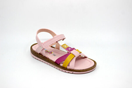 Kız Çocuk Pembe Cırtlı Sandalet Wendy 24